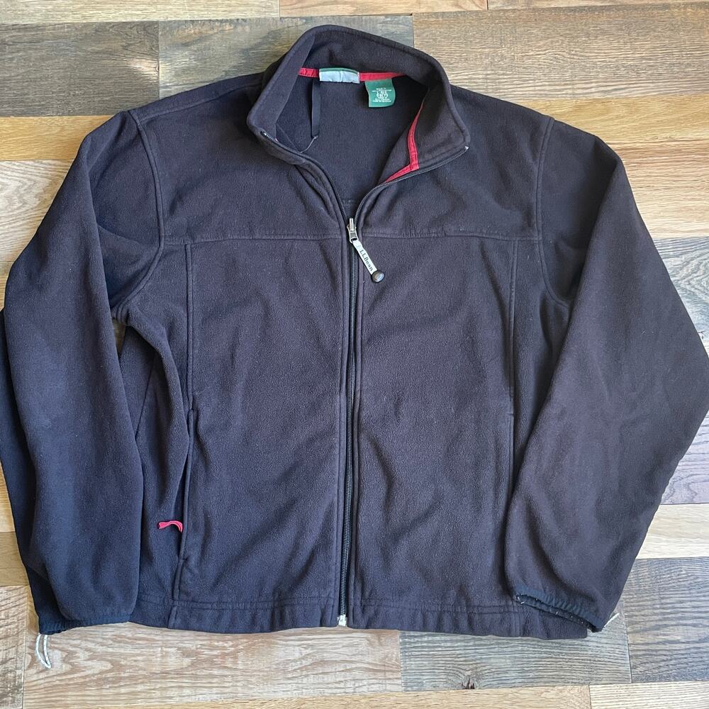 L.L.Bean Vintage Men's L Fleece Jacket Full Zip Black